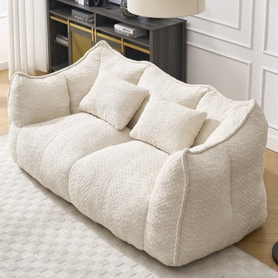 Soft beanbag chair with high resilience foam core for two people. The comforta