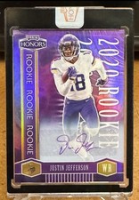 JUSTIN JEFFERSON AUTO 9/9 SSP 2020 PANINI HONORS PURPLE PRIZM VIKINGS SEALED