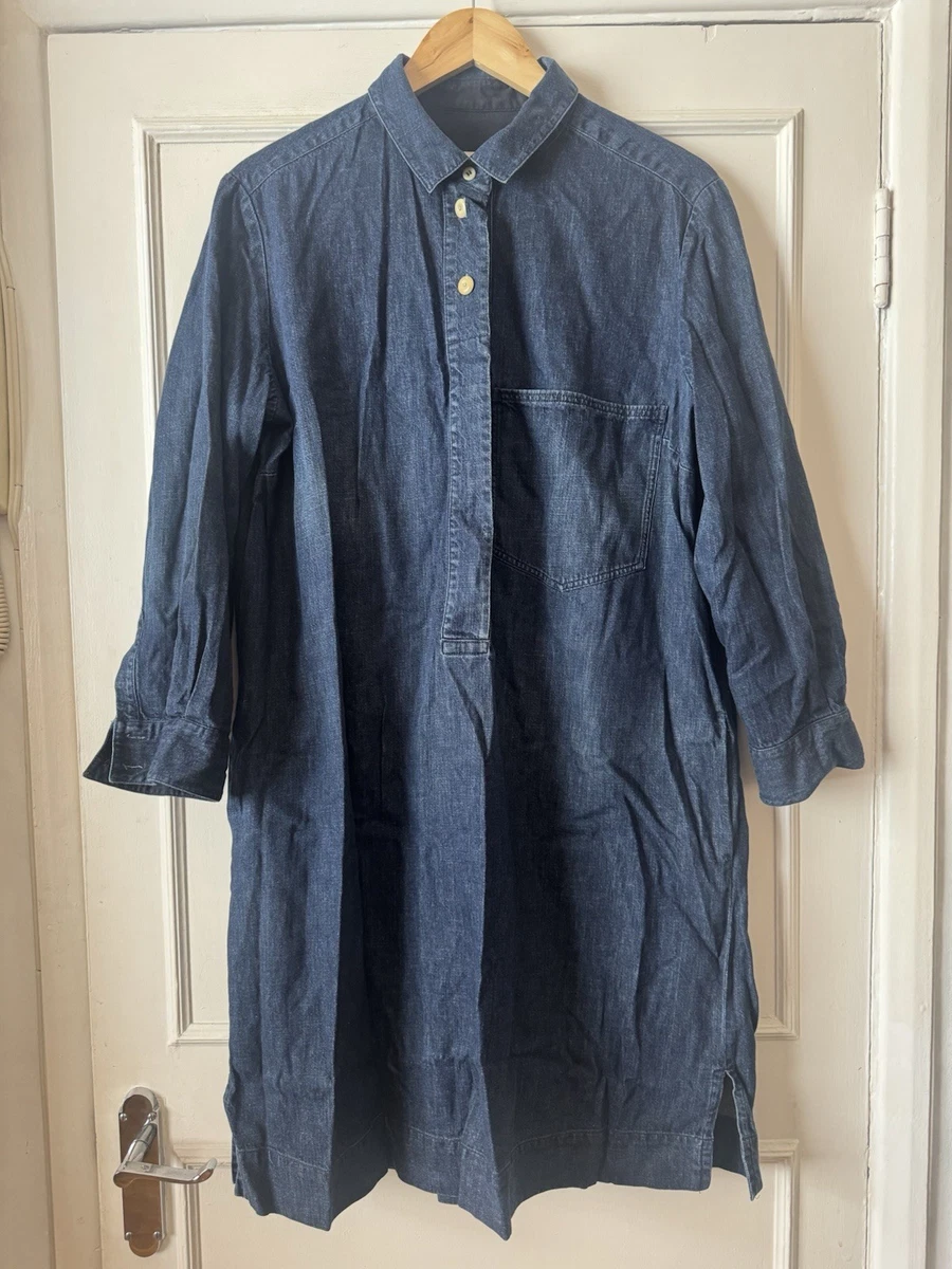 toast denim tunic dress Blue Women's for sale Garment dyed Colour Code:CRM Jean_Dress_Women One Shoulder Chiffon Bridesmaid Fabric 100% Cotton/