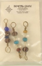 Demetra Gayle stitch markers double ended beaded wire wrapped brass 3" length