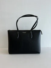 New Kate Spade black leather tote shoulder bag