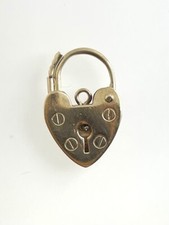 Vintage 9ct Yellow Gold Hallmarked 1977 Heart Padlock Clasp 1.3g 19mm x 13mm
