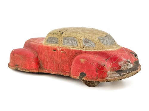 Vtg Sun Rubber Co. S500R Red/White Toy Car Diecast Toy Cars Man Cave Auburn ASIS - Picture 4 of 16