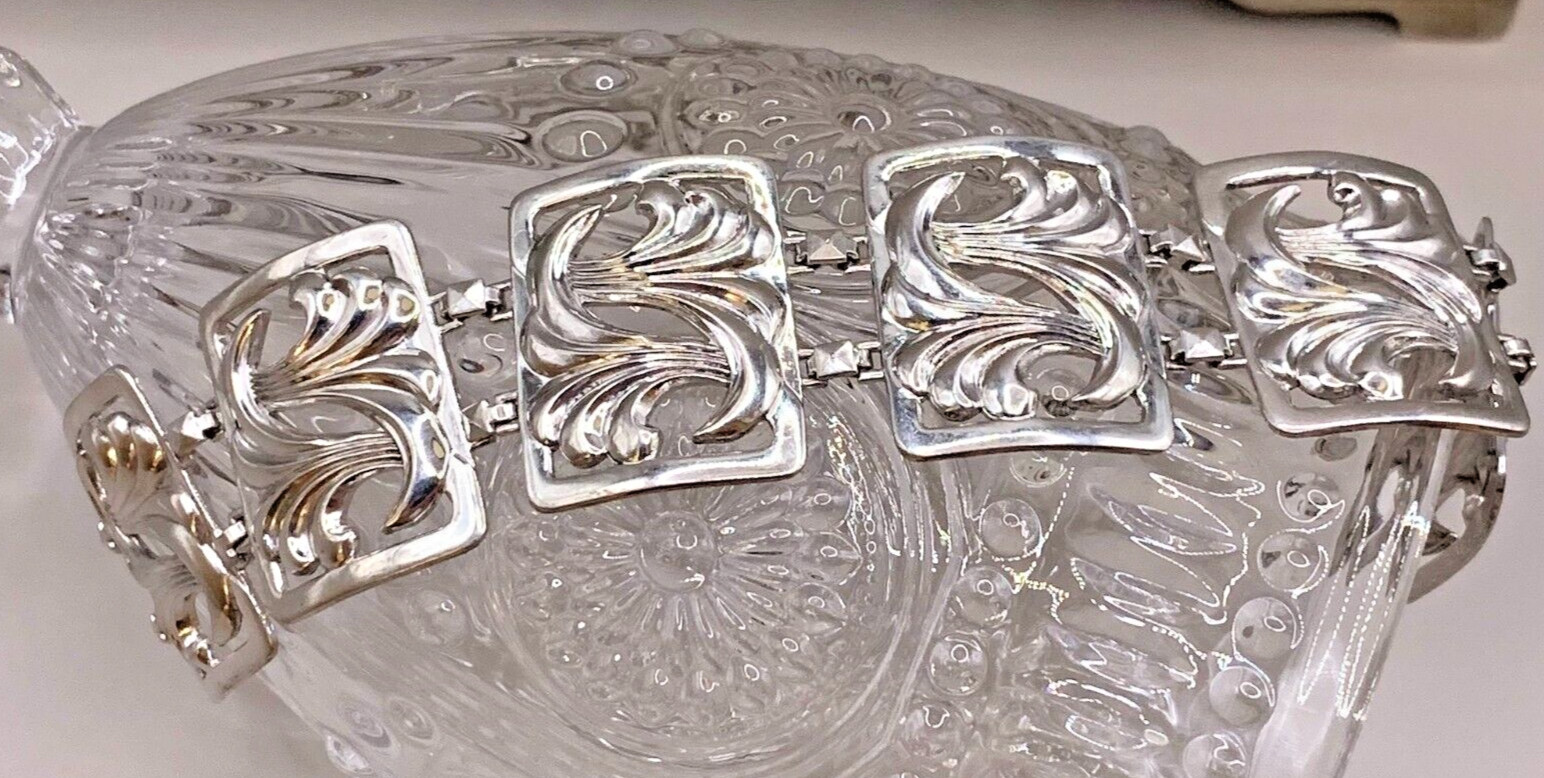 Repousse Openwork Panel Sterling Silver Wave Vtg … - image 3