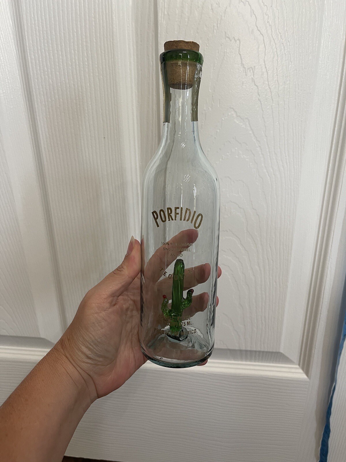 Tequila Porfidio Blue Agave Single Anejo Empty Handblown Bottle Green