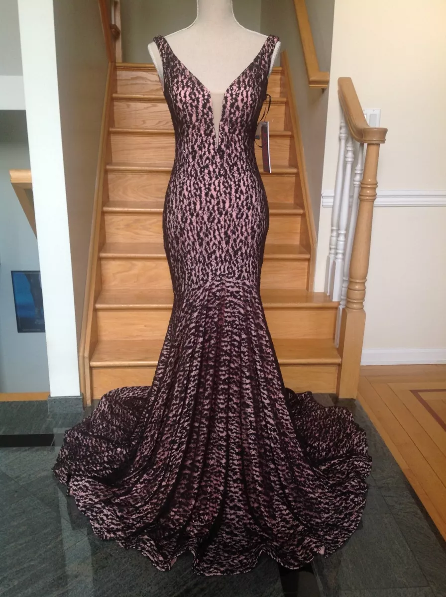 Black mesh cheap formal dress