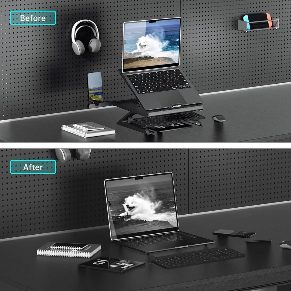 OImaster Laptop Stand for Desktop Adjustable Multi-Angle Folding Stand Heat Vent - Image 2 of 4