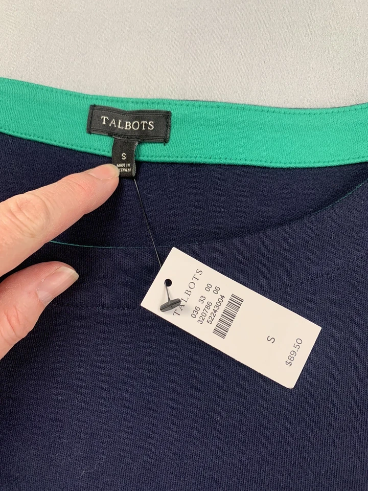 Vestido Talbots Mujer Pequeño Azul Marino Náutico Oficina Costera Boda Corporativo Foto 4 de 4