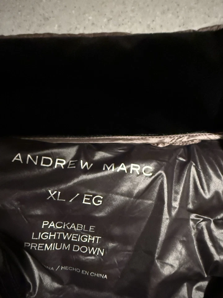 Chaqueta acolchada Andrew Marc para mujer XL gris empaquetable acolchada cremallera completa larga nueva sin etiquetas Foto 3 de 3