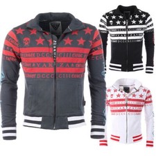 Yakuza Herren Skull N Stripes Track Top Sweatjacke Zipper Skull USA Print 14018