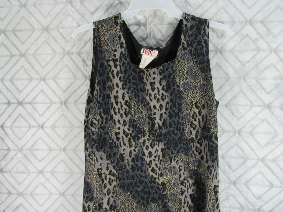 Vestido y Top R K Originals 2 Piezas Talla 12 Gris Negro Azul Dorado Frente Abierto Top Foto 4 de 4