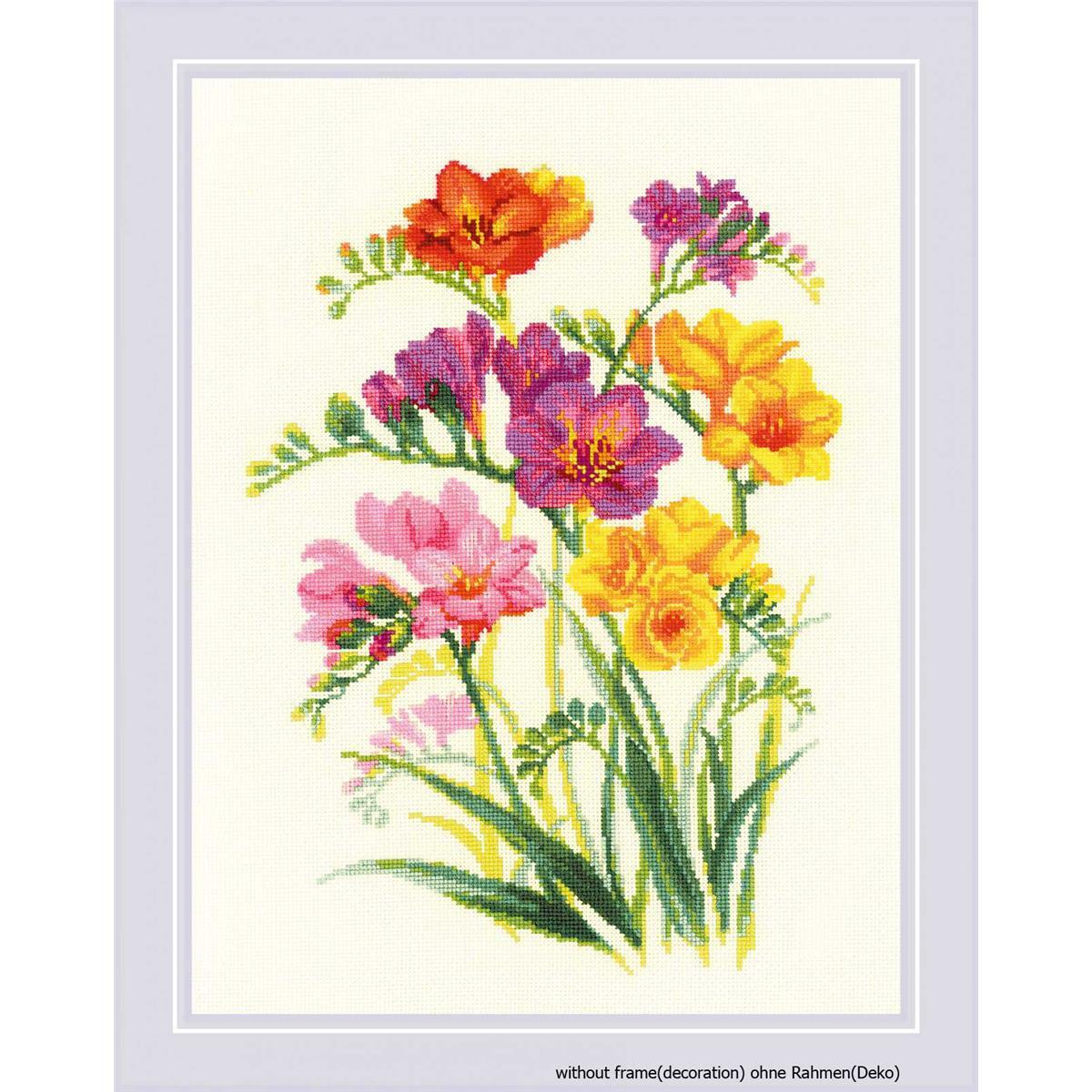 ""Fragrant Freesia"" embroidery kit cross stitch Riolis DIY
