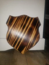 10" By 9" Deer Antler Mounting Plaque Burnt Pine Shield 