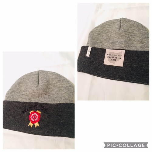 JIM BEAM WHISKEY KNIT BEANIE GRAY SKULL 