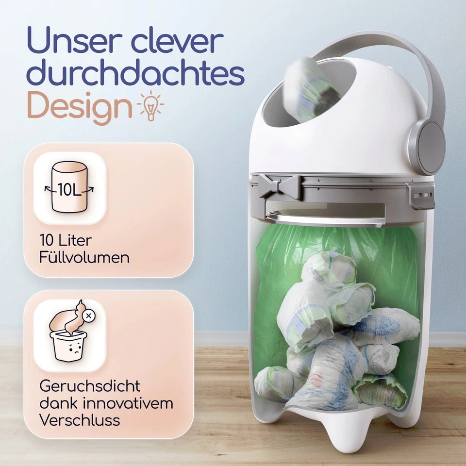 Levias® Windeleimer Baby Mülleimer Geruchsdicht | Windelmülleimer Wickeleimer - Bild 4 von 4