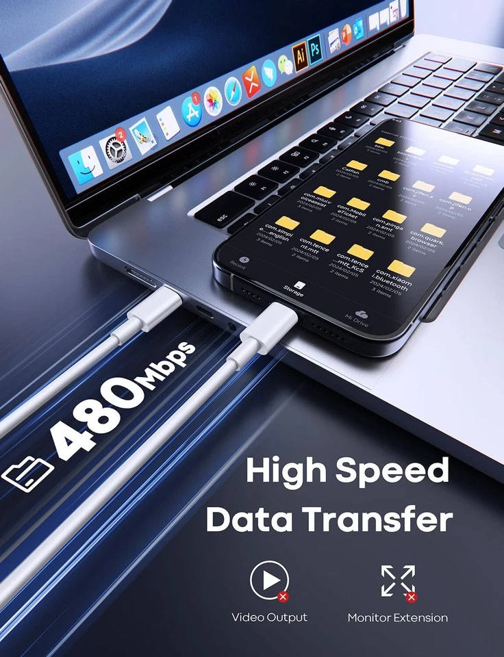 USB-C to USB-C Cable Fast Charger Type C Lead For iPhone 15,16 Samsung S20 toS25 - Image 4 of 4