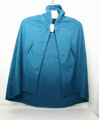 Futurino Gothic Open Front Poncho Cape Clasp Jacket Light Navy wm sz M New