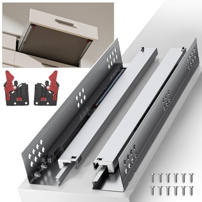 10 12 14 16 18 20 22 24 Inch Bottom Mount Soft Close Drawer Slides Full Exten...