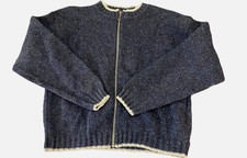 Vintage Eddie Bauer Women's XL Full Zip 80 Wool Cardigan Flecking Sweater 90  s