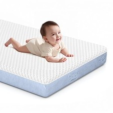 Dual-Sided Comfort Baby and Toddler Crib Mattress with Cool Gel White-blue