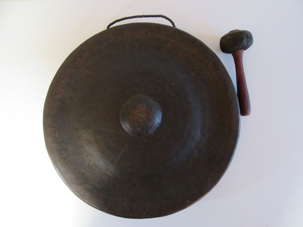 GRAN GONG VIETNAMITA  GIA RAI  ORIENTAL ASIA ETNICO BRONCE Ø 39 cm VINTAGE (46)