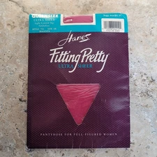 VINTAGE HANES FITTING PRETTY ULTRA SHEER PANTYHOSE IN MAGENTA QUEEN SIZE 4X