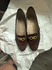Salvatore Ferragamo Brown Suede Gancini Bit Loafers
