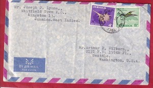 Jamaica 1965 cover Joseph D Lyons Kingston/Half Way Tree to Seattle Washington