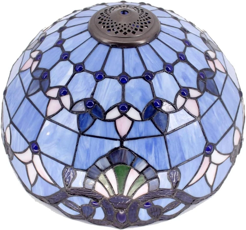 Blue Purple Tiffany Floor Lamp - Stained Glass Reading Light - Image 4 of 4