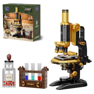 Pantasy Retro Mikroskop mit Zubehör Set - 1107 Teile Brick Build Modellbausatz
