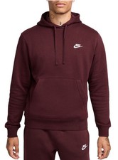 Nike Sportswear Club Fleece Hoodie Men Burgundy Pullover LARGE BV2654-652 NEW
