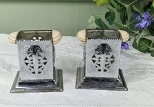 Pair of Vintage 1950s Chrome Holder (Celtic Quality Plate) Sauce Candle Holders
