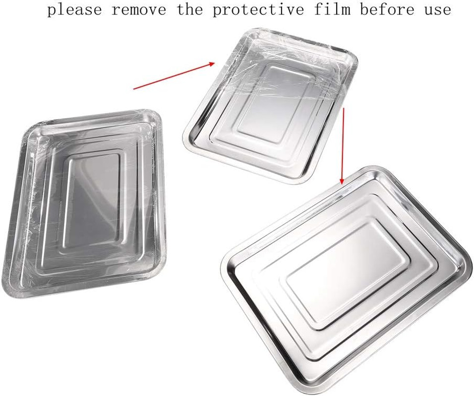 New Star Tattoo 3 Pack Stainless Steel Tattoo Trays 13 1/2" X 10" Dental Body Pi