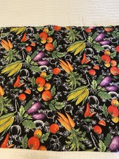 Cotton Fabric Market Fresh Colorful Vegetables On Black 2 Yds x 44 by AHV