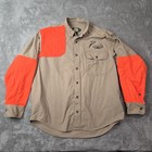 Cabelas Shirt Mens L Beige Orange Shooting Hunting Pheasant Classic Mitchell, SD