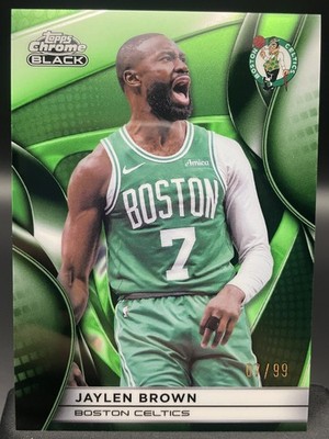 JERSEY NUMBER MATCH 2025-26 Topps Chrome Black Jaylen Brown Green 07/99 #39