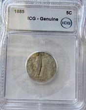 1885 Liberty V Nickel Early Rare Key Date ICG Genuine Full Liberty Looks VF