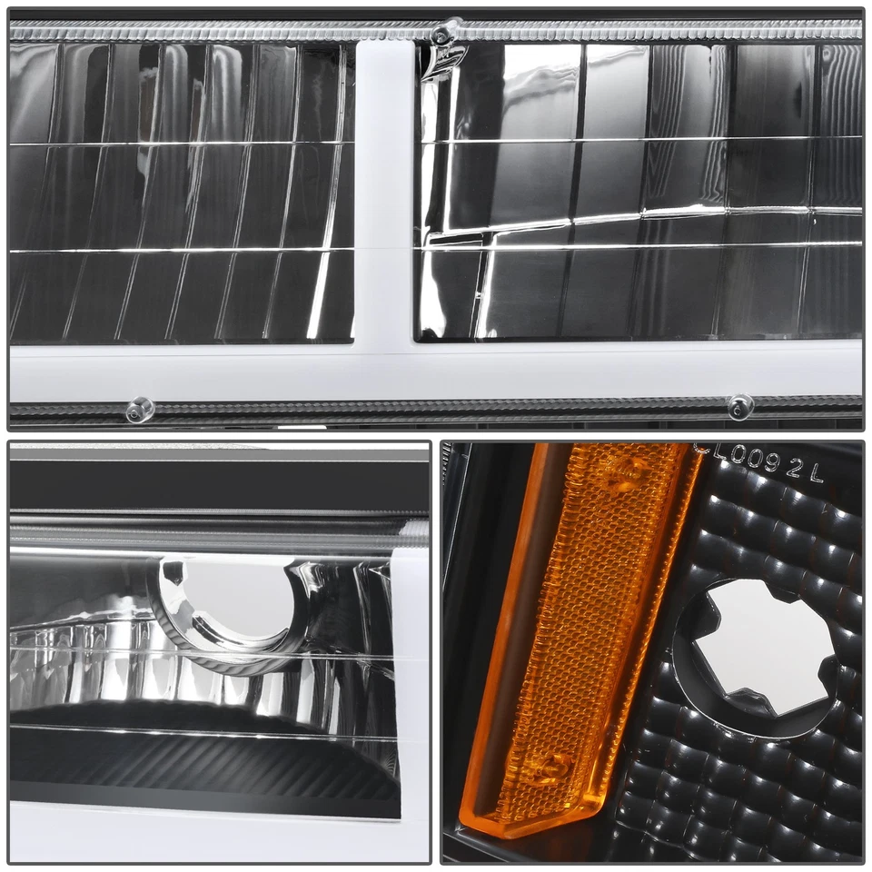 Faro + señal de parachoques + lámparas de esquina negro/ámbar Fit 94-00 Chevy C/K F-LED DRL Foto 4 de 4