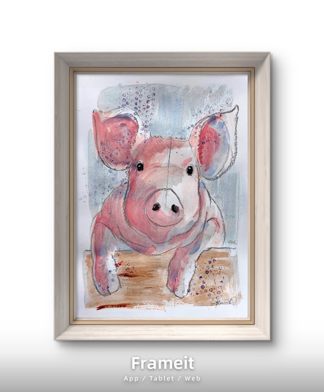 Original Pig 4 Acrylic Painting by Alannah Dyer- 9x12 in. Farm Life Rustic Art