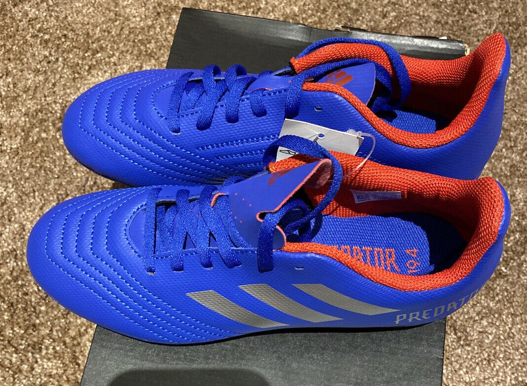 Adidas Predator 19.4 Fxg J Blue/Silver Soccer Shoes Size 4.5