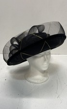 Vintage 80s Mr. Hi's Classic Women's Black Gold Wool Metallic Church Hat Veil