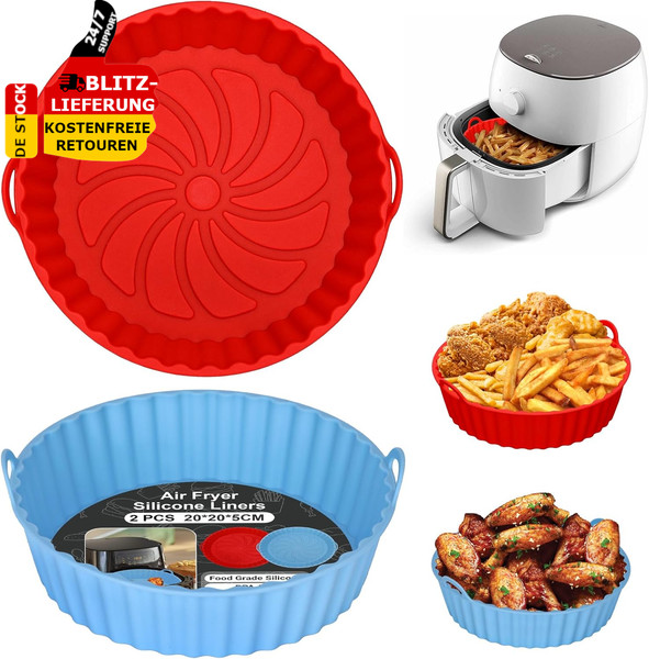 Silikonform FüR HeißLuftfritteuse 2Pcs Air Fryer Silikonmatte Silikon Pot-image