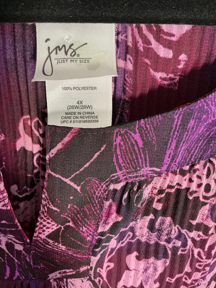 Blusa para mujer JMS talla grande 4X diseño plisado cuello en V púrpura ligero Foto 2 de 3