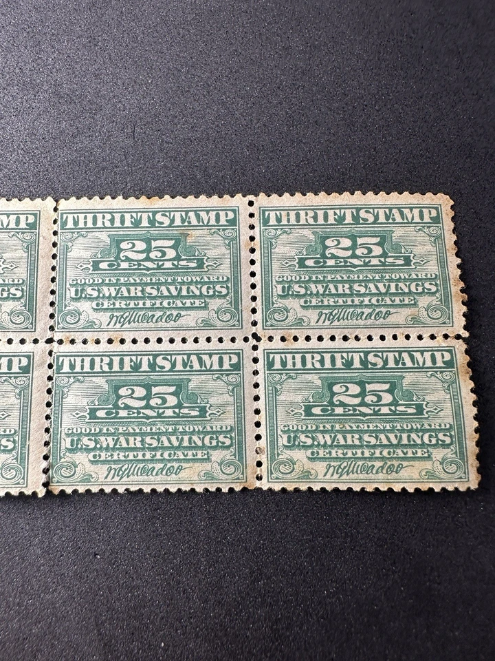 1917 8 WS1 World War 1 Savings Stamp Block Exotic Scarce Rare Showpiece - Image 3 of 4