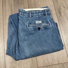 Vtg 90s Polo Ralph Lauren Denim Andrew Pants Pleated Blue Size 34x31 Cotton