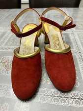 Salvatore Ferragamo Color Red Suede Leather strap Heels sz 6 Regular Price 850