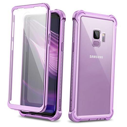 Galaxy S9 Case with Screen Protector Clear Military Grade Rugged 360 S9-Purple