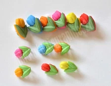 Lil' Blooms / Spring Tulip Shank Back Craft Buttons / Easter Flowers