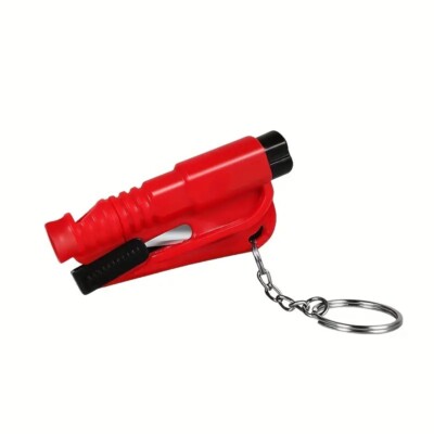 Porte-clés Multifonction 2 En 1 - Marteau Brise-vitre + Outil Autodéfense, Métal, 13,5 Cm, Noir/argent - 5