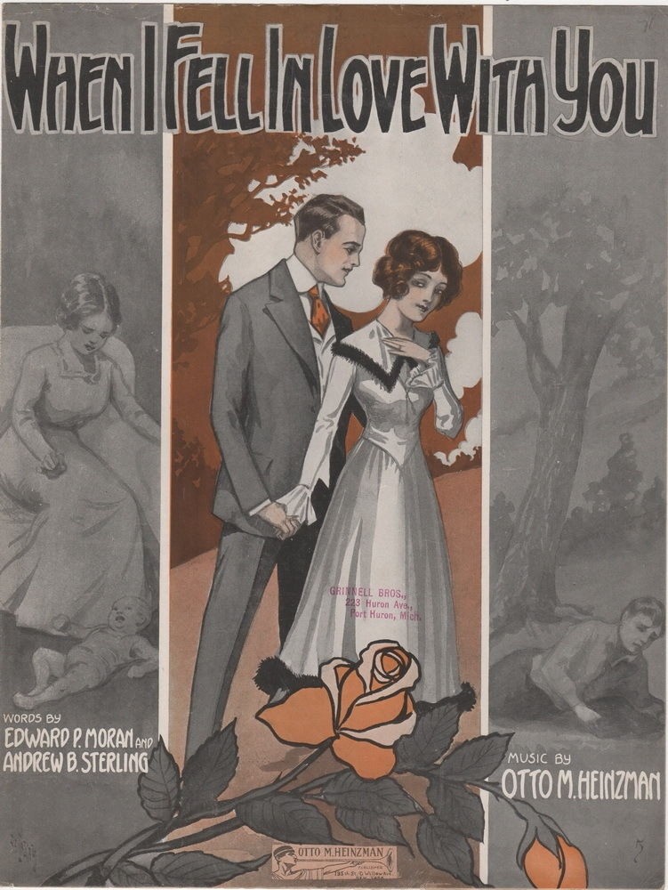 When I Fell In Love With You, Edward P. Moran, 1916, Antique sheet music